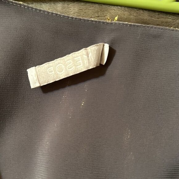 MESOP 12 Gray Gold Metallic Pleated Drop Waist V-Neck Sleeveless Tie Waist Dress - Picture 14 of 14